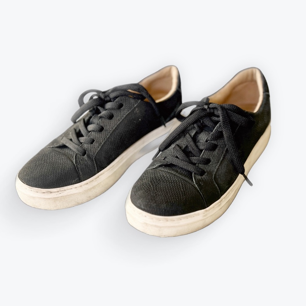 Naturalizer Cairo Black Suede Snakeskin Pattern Sneaker Lace Up Size 7M